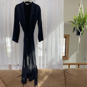 100% Silk Vintage Victoria's Secret Black Full Length Robe